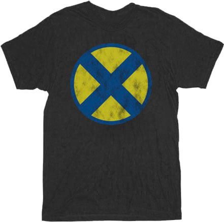 X-Men Distressed X Logo Black Adult T-Shirt