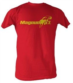 Magnum PI T-shirt Beach Logo Classic Adult Red Tee Shirt