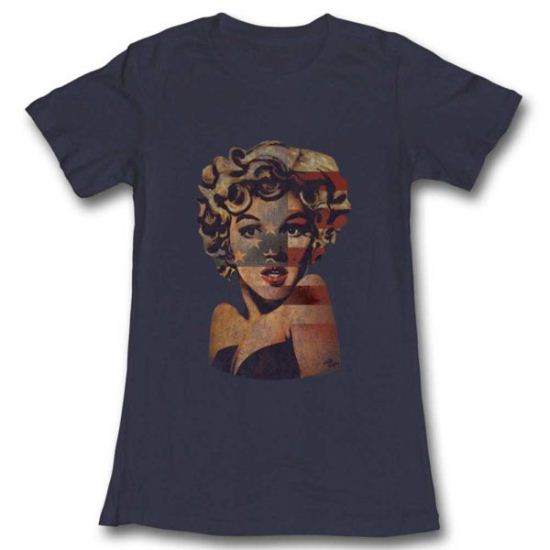 Marilyn Monroe Shirt Juniors Patriotic Look Navy T-Shirt