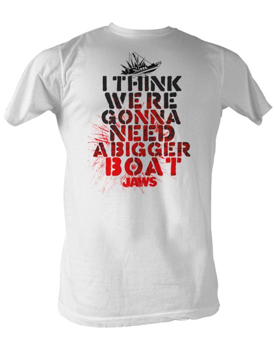 Jaws T-shirt Bigger Boat Classic Adult White Tee Shirt