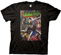 The Big Bang Theory T-shirt Comic Book Cover Adult Black Tee Shirt