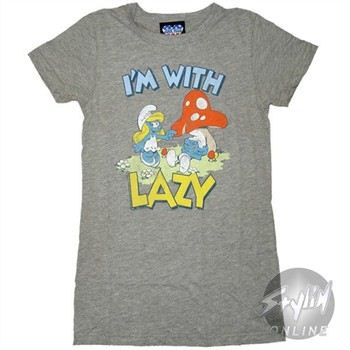 Smurf Im With Lazy Baby Doll Tee by JUNK FOOD