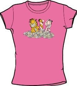 Garfield Juniors Shirt Chicks Dig Flowers Girly Tee Shirt