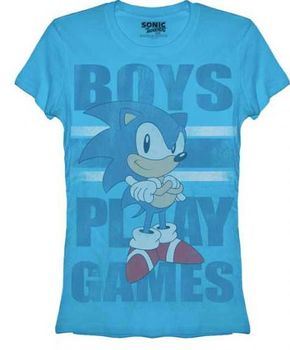 Sonic the Hedgehog Boys Play Games Turquoise Juniors/Ladies T-shirt
