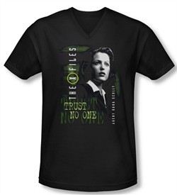 X-Files Shirt Slim Fit V Neck Scully Black Tee T-Shirt
