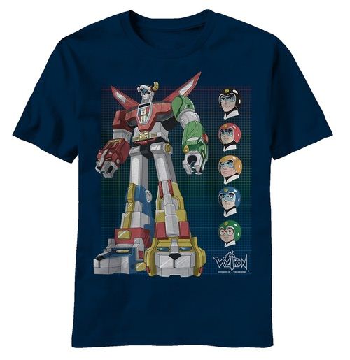 Voltron Defender of the Universe Grid Adult Navy T-Shirt