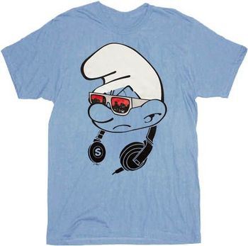 The Smurfs Headphones Light Blue Adult T-shirt