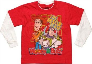Disney Toy Story Red Rescue Team White Long Sleeve Juvenile T-Shirt