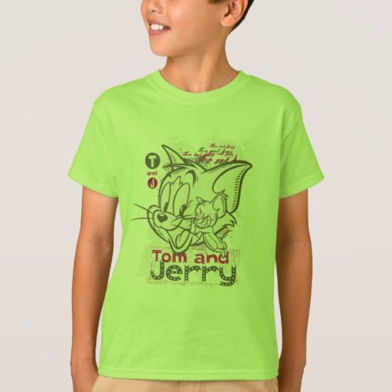 Tom and Jerry Pink and Green T-Shirt