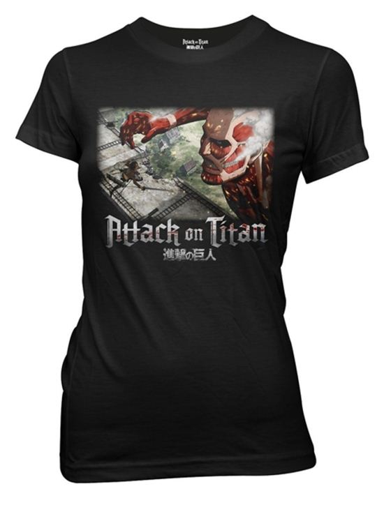 Attack on Titan Shirt Juniors Wall Battle Black Tee T-Shirt
