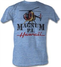 Magnum PI T-shirt Flyin Solo Adult Light Blue Tee Shirt