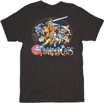 Thundercats Main Group in Oval Black Adult T-shirt