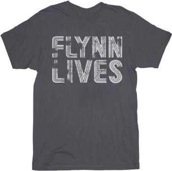 Tron Flynn Lives Distressed Print Charcoal Adult T-shirt