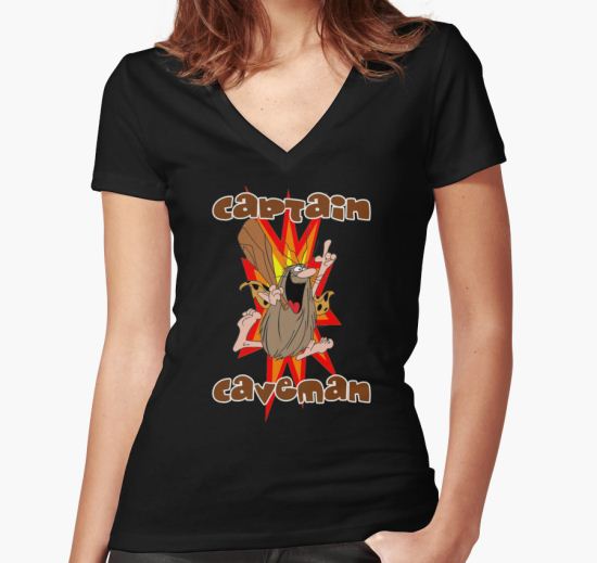 Captain Caveman Women's Fitted V-Neck T-Shirt by Billyflynn T-Shirt