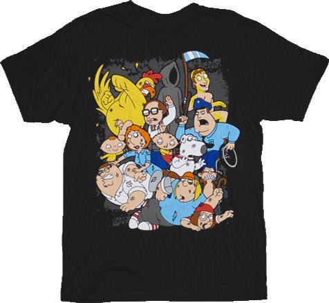 Family Guy Brawl Black Adult T-Shirt