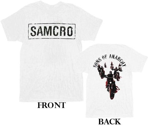 Sons of Anarchy SOA Samcro Biker Crew 2-Sided White Adult T-shirt