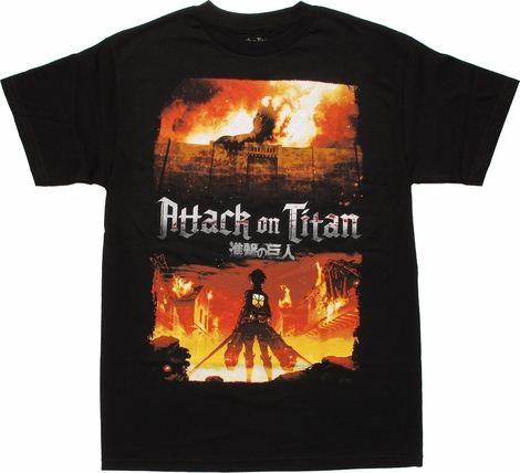 Attack on Titan Fiery Poster T Shirt