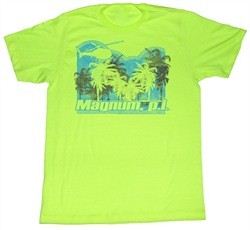 Magnum PI T-shirt Trees Classic Adult Neon Green Tee Shirt