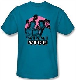 Miami Vice T-shirt Don't Do Anything Stupid Adult Turquoise Tee Shirt