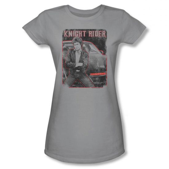 Knight Rider Shirt Juniors Distressed Photo Silver T-Shirt