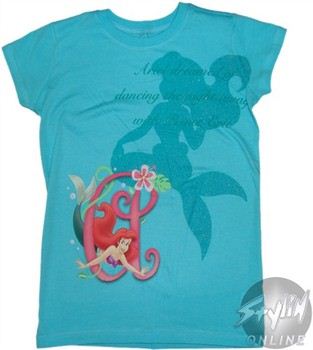 Disney Little Mermaid Shadow Youth Girls T-Shirt