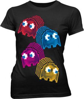 Pac-Man Neon Ghosts Black Juniors/Ladies T-Shirt