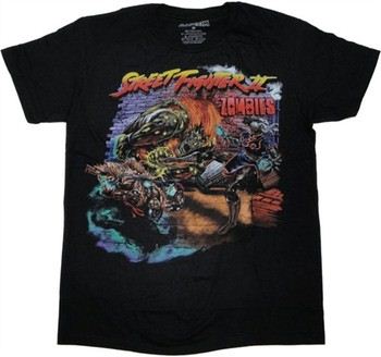 Street Fighter 2 Zombies Blanka Ryu Chun Li T-Shirt Sheer