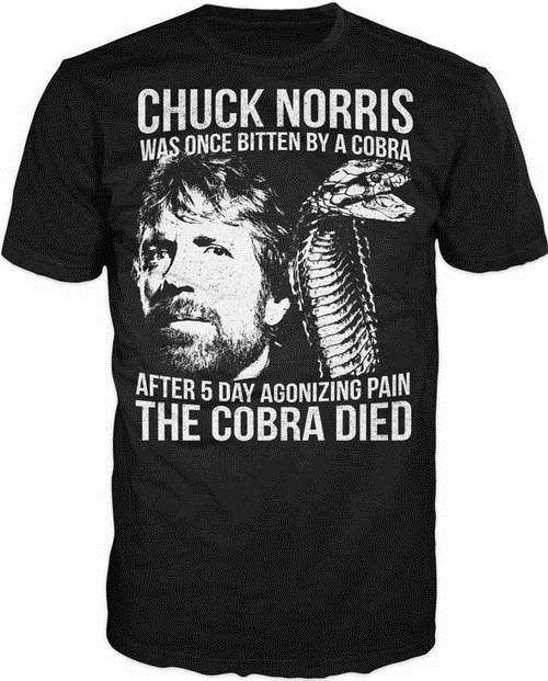 Chuck Norris Bitten By A Cobra Adult Black T-Shirt