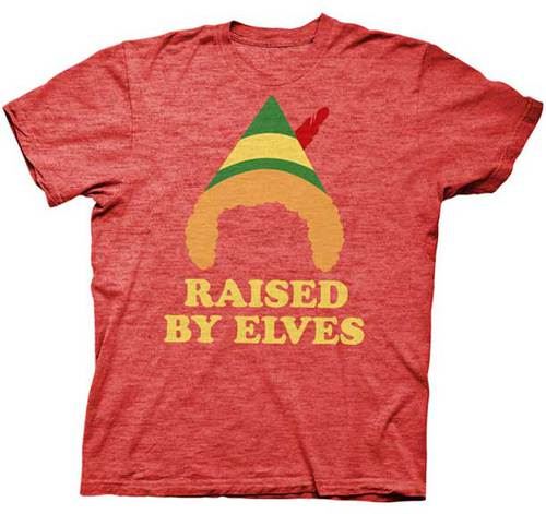Elf Raised by Elves Heathered Red Adult T-shirt