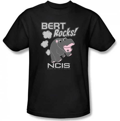 NCIS Bert Rocks! Hippopotamus Black T-Shirt