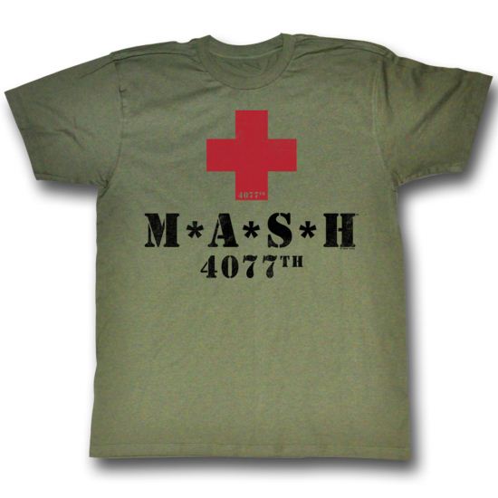 MASH Shirt Red Cross Adult Army Green Tee T-shirt