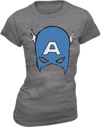 Captain America Big Blue A Mask Juniors Heather Gray T-Shirt