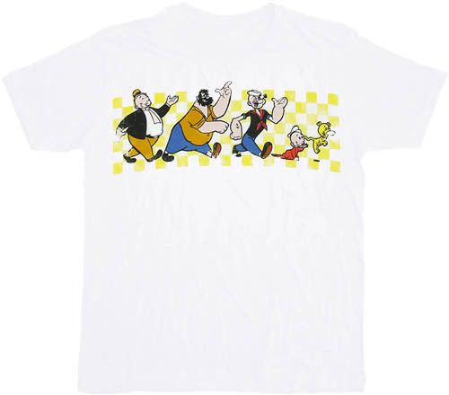 Popeye Characters Marching White T-shirt