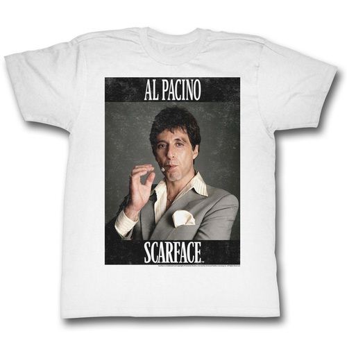 Scarface Al Pacino Smoking Cigar Framed Adult White T-Shirt