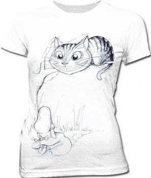 Alice In Wonderland Chesire Cat White Juniors T-shirt