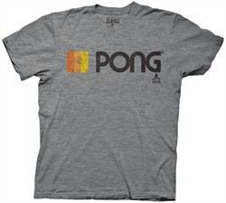 Atari Shirt Pong Logo Adult Heather Platinum Tee T-Shirt