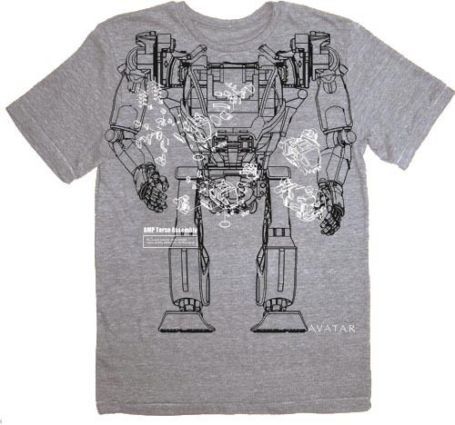 The Avatar Ampsuit Technical Drawing Adult Heather Gray T-shirt