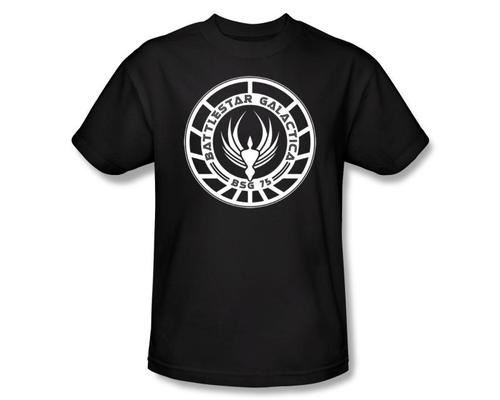 Battlestar Galactica BSG 75 Badge Black Adult T-shirt
