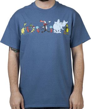Seuss Oversized Cat in The Hat Turquoise Blue Juniors T-Shirt Tee Dr