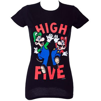 Super Mario Brothers High Five Nintendo Womens T-Shirt 