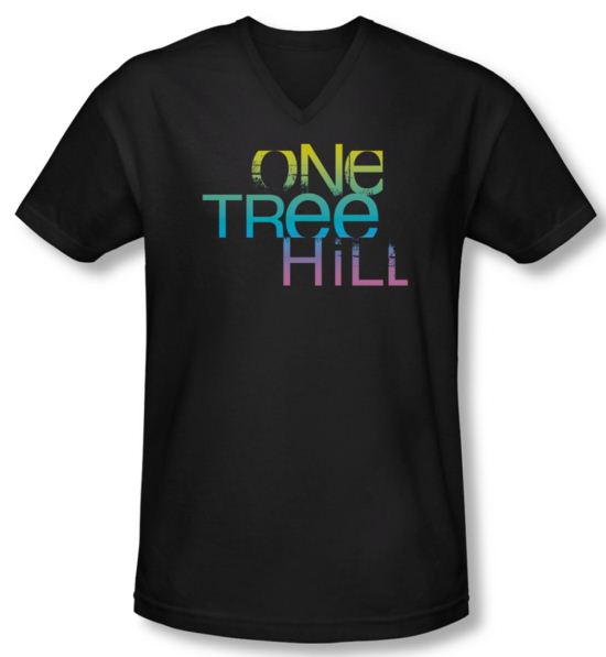 One Tree Hill Shirt Slim Fit V Neck Color Blend Logo Black Tee T-Shirt