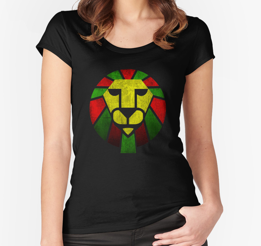 Reggae Rasta Lion. Women's Fitted Scoop T-Shirt by tshirt3volution T-Shirt