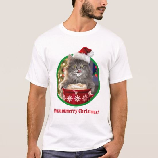 Cute Christmas Hot Cocoa Kitty T-Shirt