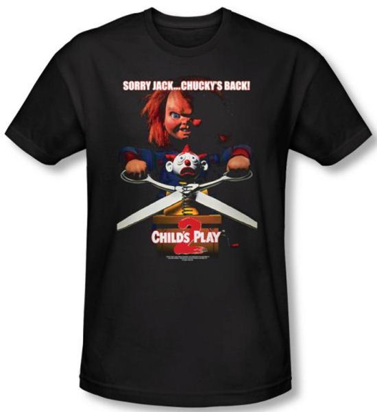 Child's Play 2 T-shirt Movie Chucky's Back Black Slim Fit Tee Shirt