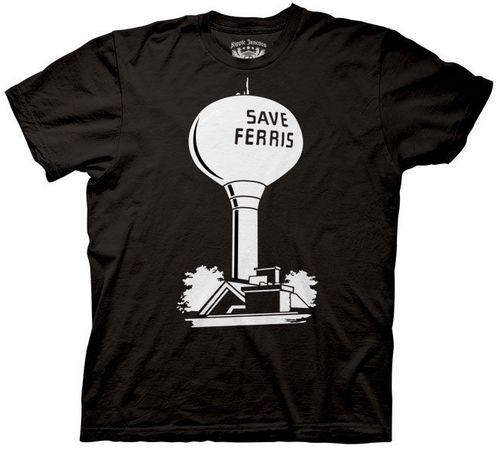 Ferris Bueller's Day Off Save Ferris Water Tower Adult Black T-shirt