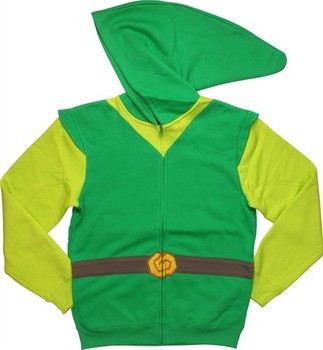 Nintendo Legend of Zelda Link Long Hood Costume Full Zipper Hooded Sweatshirt