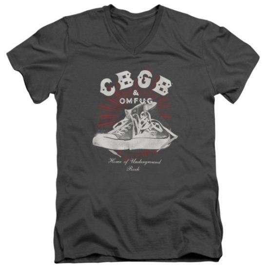 CBGB Shirt Slim Fit V-Neck High Top Shoes Charcoal T-Shirt