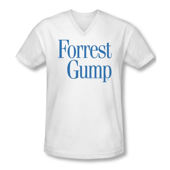 Forrest Gump Shirt Slim Fit V Neck Logo White Tee T-Shirt