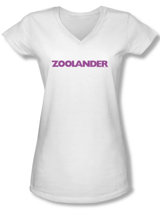 Zoolander Shirt Juniors V Neck Logo White Tee T-Shirt