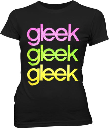 Glee Cubed Glitter Text Black Juniors T-shirt